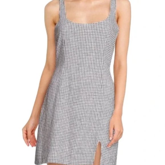 abercrombie kids Dresses & Skirts - Abercrombie & Fitch Sz S Black White Check Linen Blend Mini Dress w/ Hair Tie
